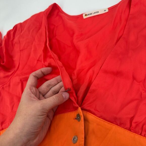 Marine Layer Maeve Colorblock Maxi Dress Multicolor TENCEL Pockets - Size M - Picture 10 of 11